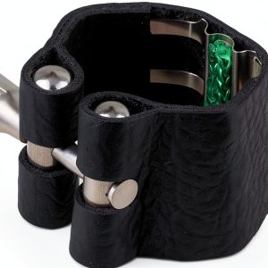 Clarinet Ligature by Pavo, Black Leather, Adjustable-0