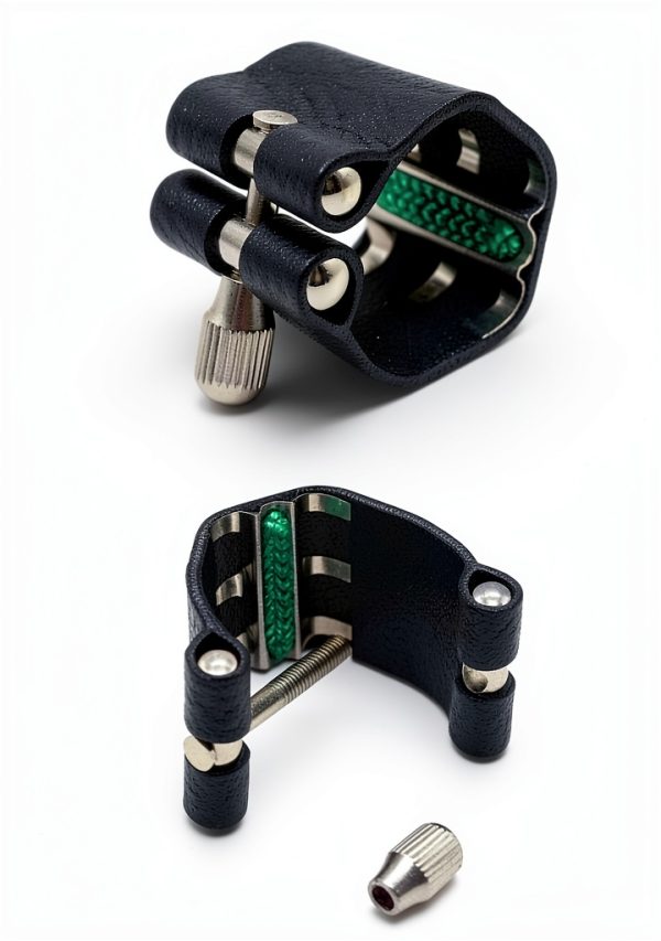 Clarinet Ligature by Pavo, Black Leather, Adjustable-1