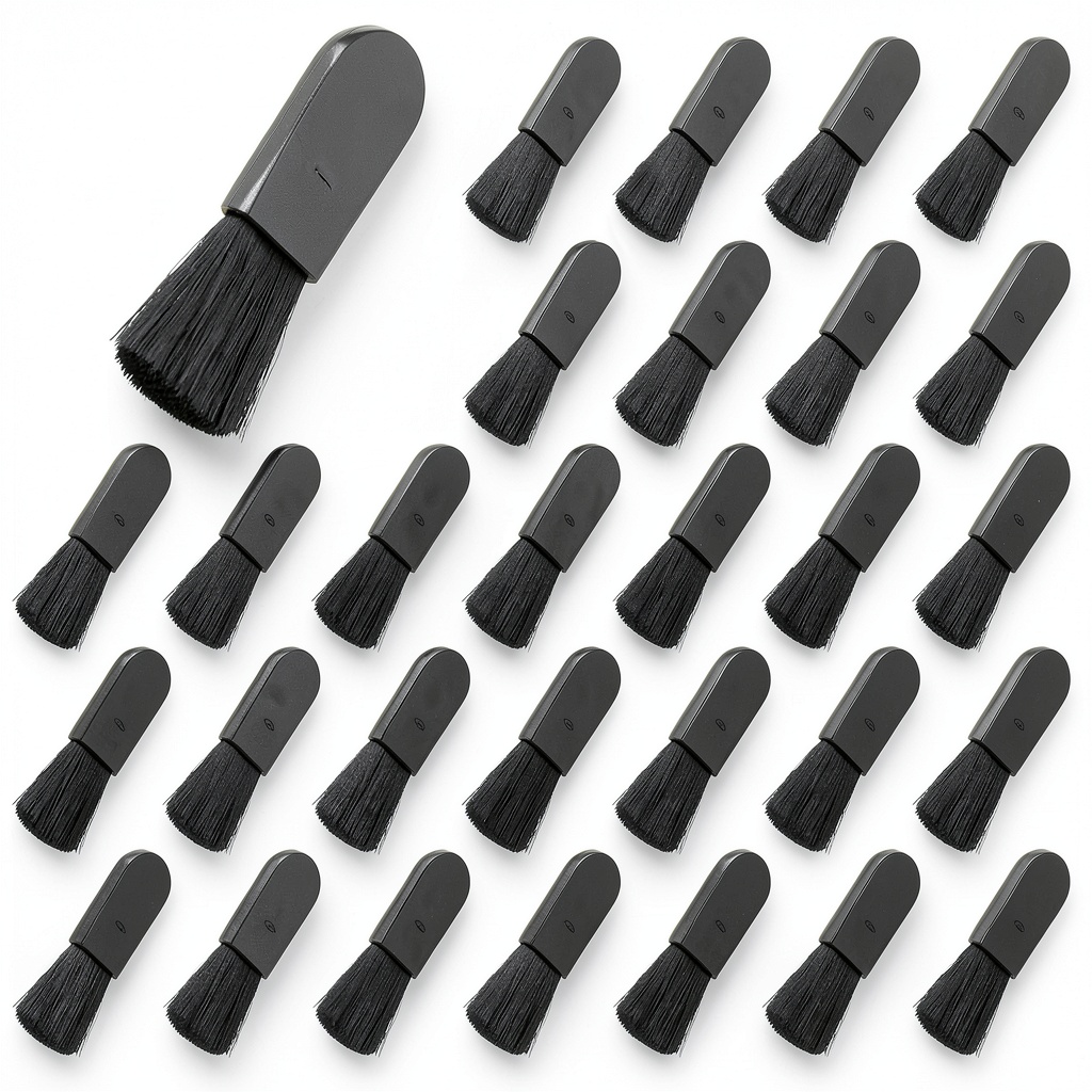 Mini blush brush set displayed on a vanity table
