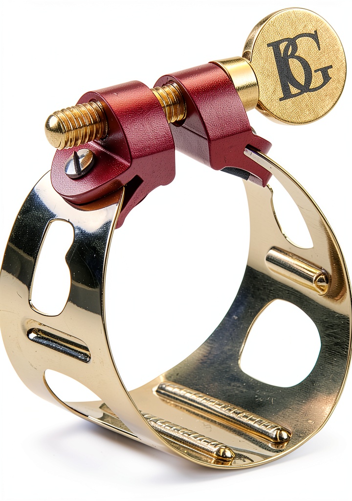 Installing BG-LD0 Alto Sax Ligature 24K Gold Lacquered Metal on a wooden desk