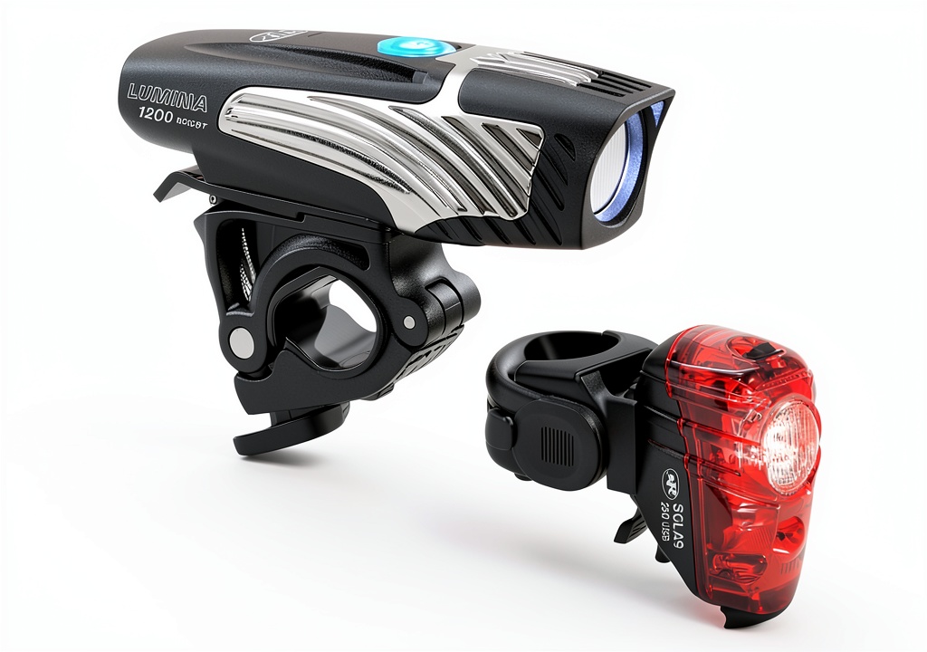 Installing NiteRider Lumina 1200 Boost bike headlight on a wooden desk