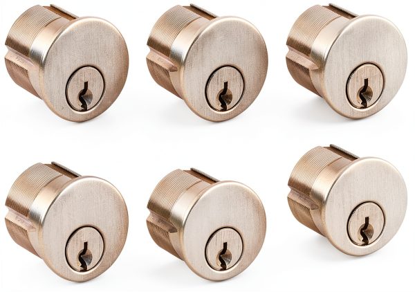 Commercial Mortise Cylinder 1-1/4" Brass 6 Pin Grade 1 SUMBIN 8 Pack-0